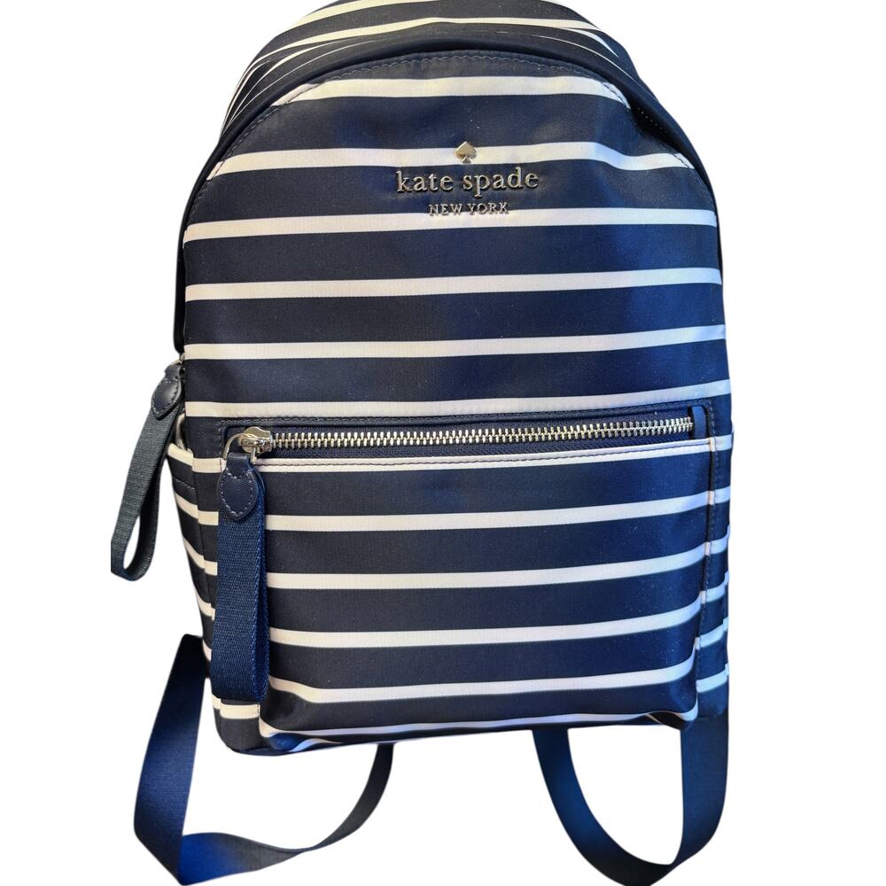 Kate Spade New York Little Bett Medium Backpack Navy Stripe NWT